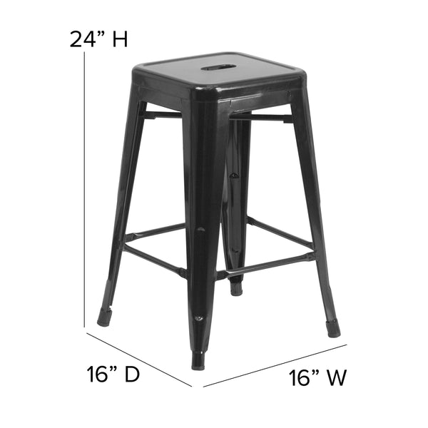 Orange |#| Commercial Grade 24inchH Backless Orange Metal Indoor-Outdoor Counter Height Stool