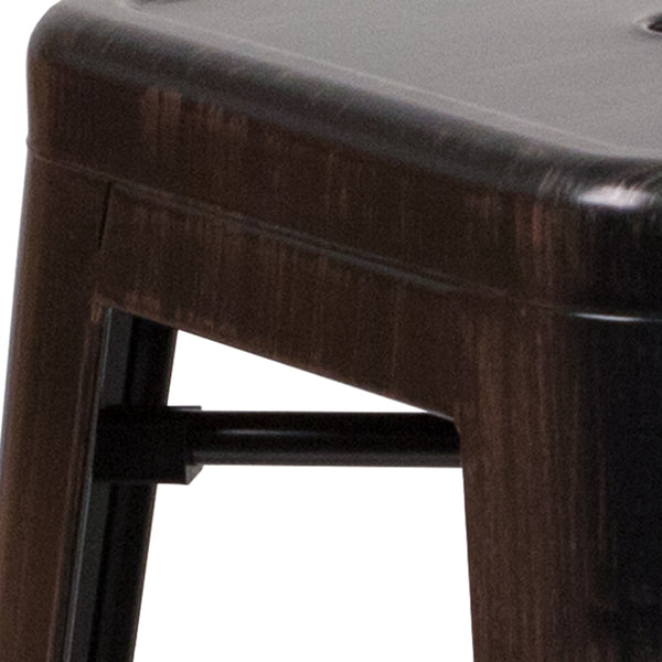 Green |#| Commercial Grade 24inchH Backless Green Metal Indoor-Outdoor Counter Height Stool