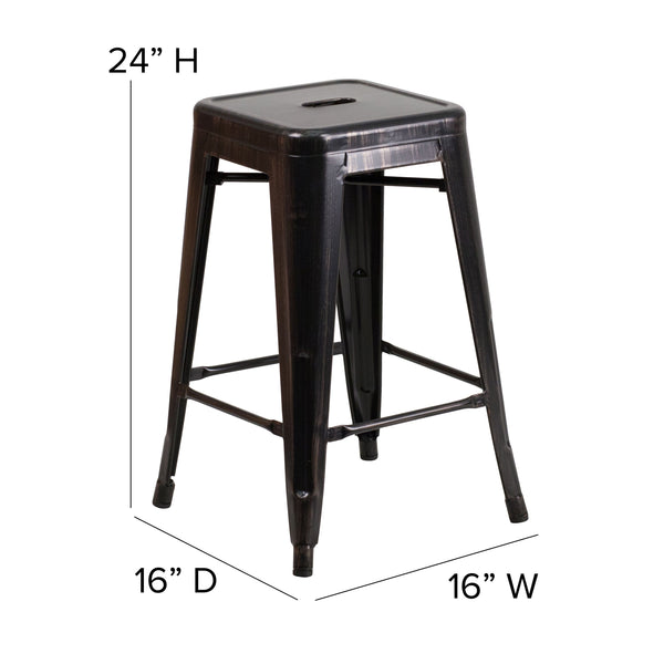 Copper |#| 24inch High Backless Copper Indoor-Outdoor Counter Height Stool