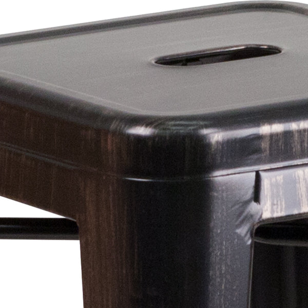 Green |#| Commercial Grade 24inchH Backless Green Metal Indoor-Outdoor Counter Height Stool