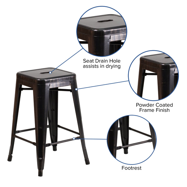 Copper |#| 24inch High Backless Copper Indoor-Outdoor Counter Height Stool