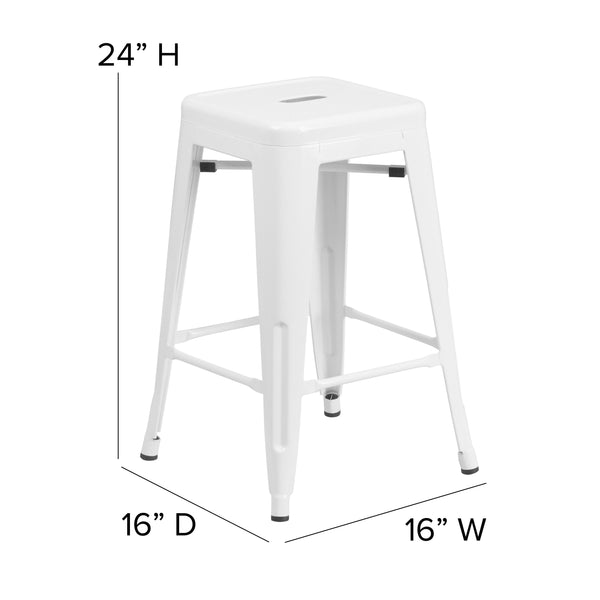 Red |#| Commercial Grade 24inchH Backless Red Metal Indoor-Outdoor Counter Height Stool