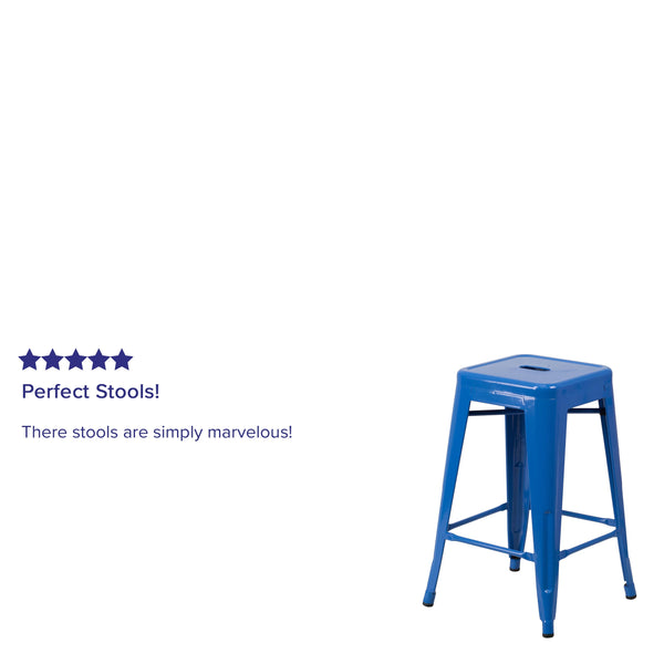 Green |#| Commercial Grade 24inchH Backless Green Metal Indoor-Outdoor Counter Height Stool