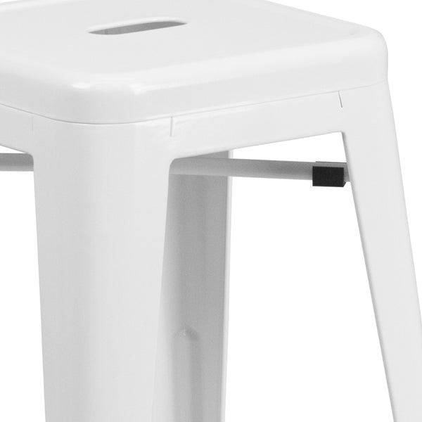 Red |#| Commercial Grade 24inchH Backless Red Metal Indoor-Outdoor Counter Height Stool