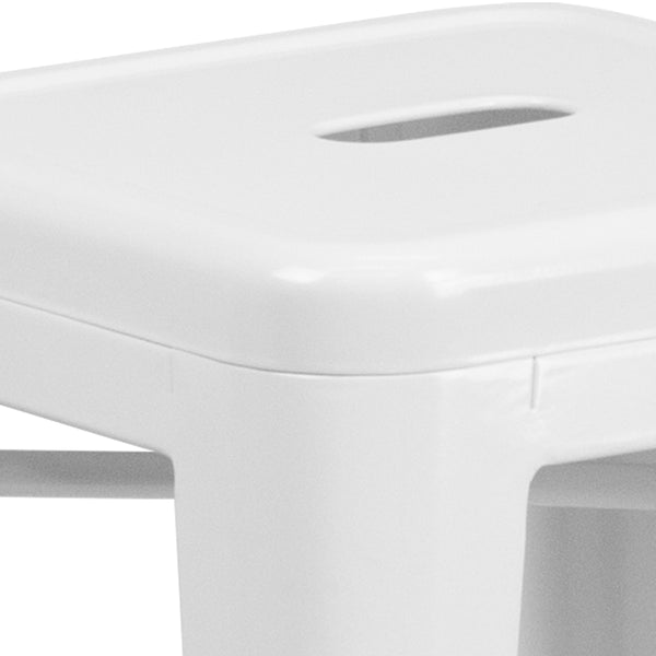 Red |#| Commercial Grade 24inchH Backless Red Metal Indoor-Outdoor Counter Height Stool