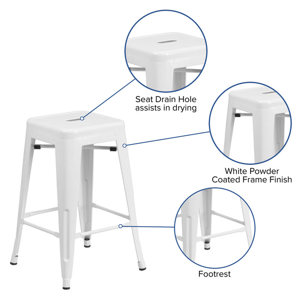 Red |#| Commercial Grade 24inchH Backless Red Metal Indoor-Outdoor Counter Height Stool