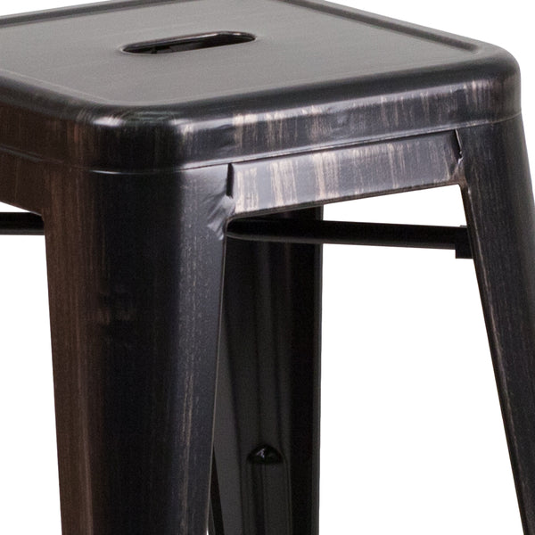 Green |#| Commercial Grade 24inchH Backless Green Metal Indoor-Outdoor Counter Height Stool