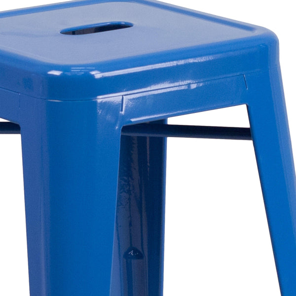Green |#| Commercial Grade 24inchH Backless Green Metal Indoor-Outdoor Counter Height Stool