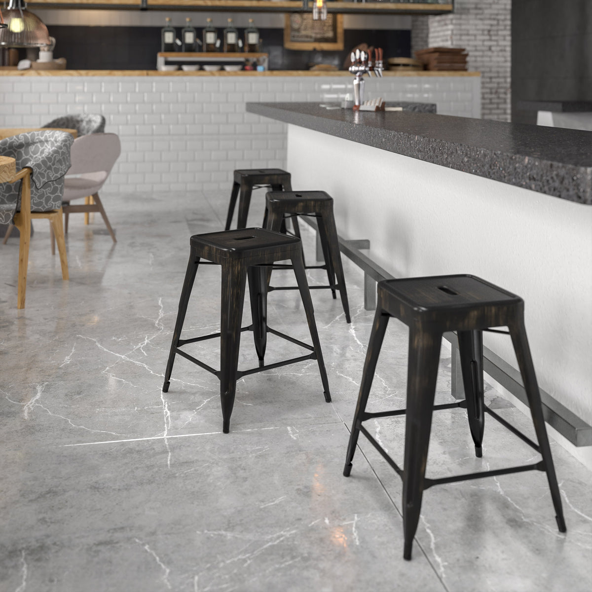 Copper |#| 24inch High Backless Copper Indoor-Outdoor Counter Height Stool