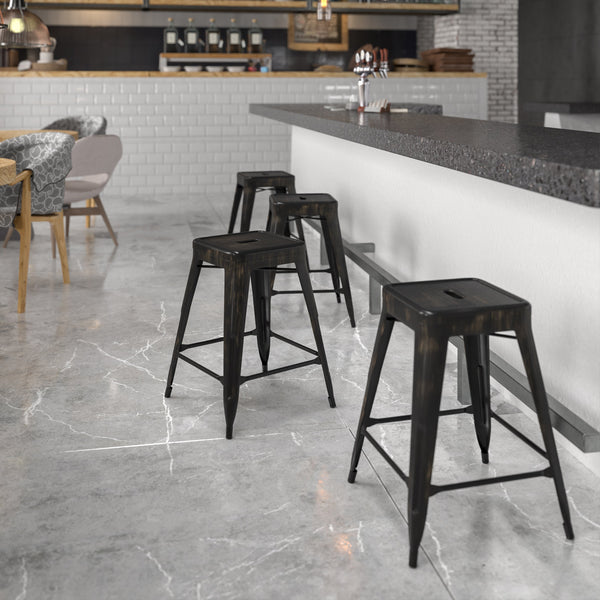 Copper |#| 24inch High Backless Copper Indoor-Outdoor Counter Height Stool