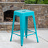 Commercial Grade 24" High Backless Metal Indoor-Outdoor Counter Height Stool with Square Seat