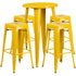 Commercial Grade 24" Round Metal Indoor-Outdoor Bar Table Set with 4 Square Seat Backless Stools