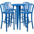 Commercial Grade 24" Round Metal Indoor-Outdoor Bar Table Set with 4 Vertical Slat Back Stools