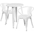 Commercial Grade 24" Round Metal Indoor-Outdoor Table Set with 2 Arm Chairs