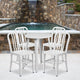 White |#| 24inch Round White Metal Indoor-Outdoor Table Set with 4 Vertical Slat Back Chairs