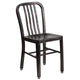 Black-Antique Gold |#| 24inch Round Black-Gold Metal Indoor-Outdoor Table Set with 4 Slat Back Chairs