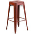 Commercial Grade 30" High Backless Distressed Metal Indoor-Outdoor Barstool