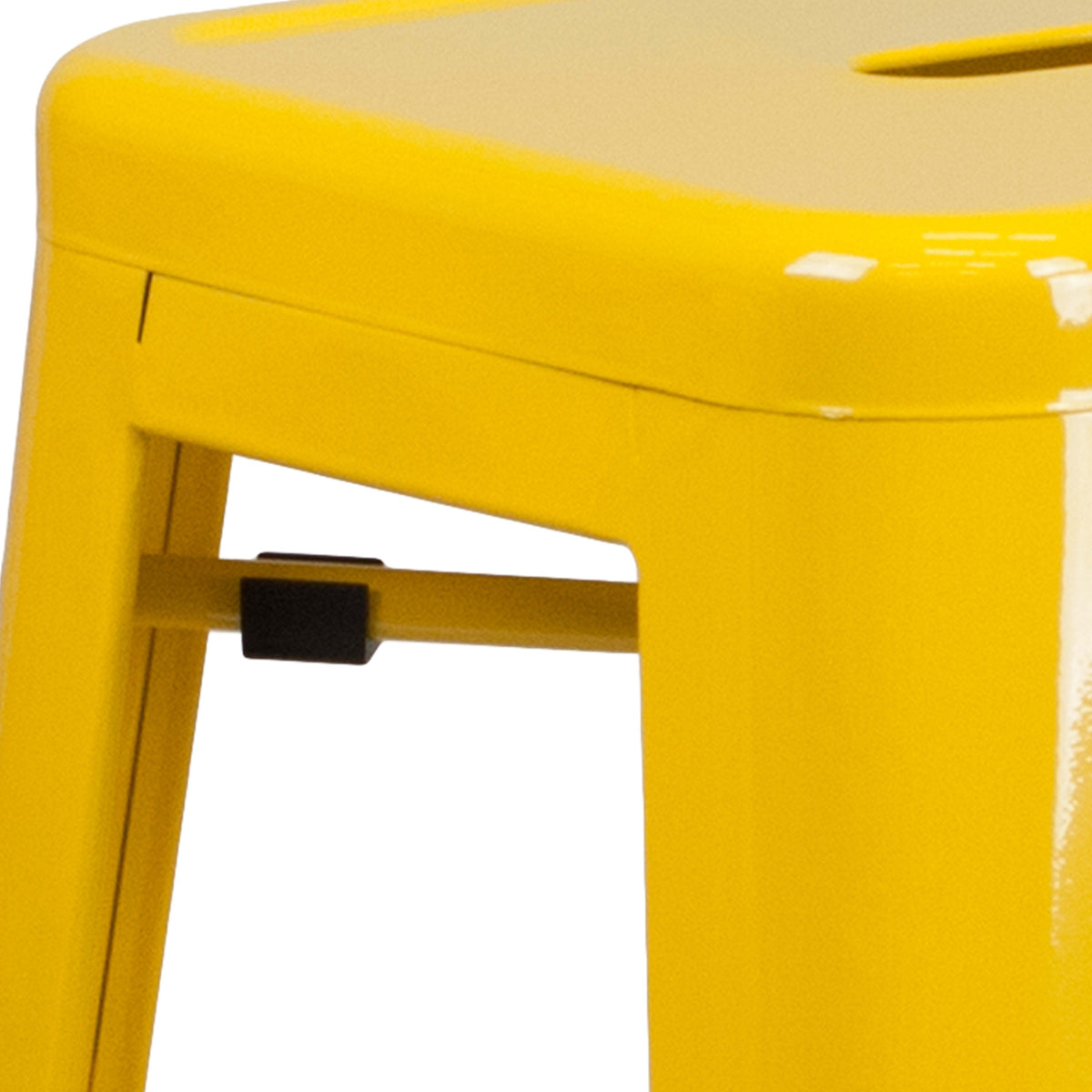 Yellow |#| Commercial Grade 30inchH Backless Yellow Metal Indoor-Outdoor Barstool, Square