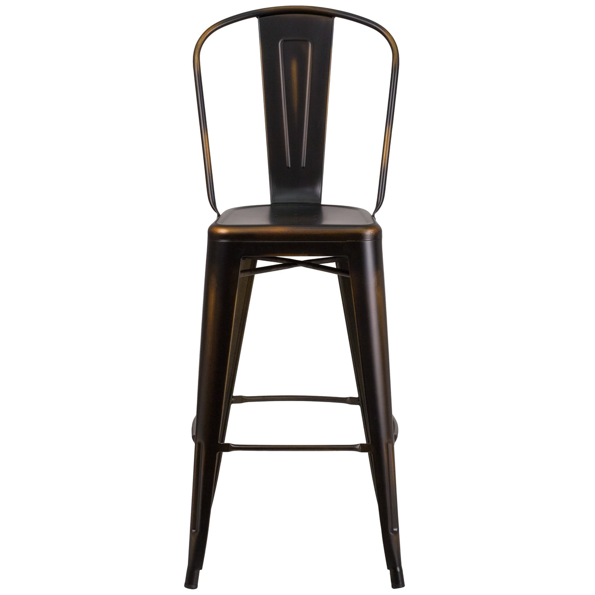 Copper |#| 30inch High Distressed Copper Metal Indoor-Outdoor Barstool with Back