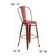 Kelly Red |#| 30inch High Distressed Kelly Red Metal Indoor-Outdoor Barstool with Back