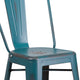 Kelly Blue-Teal |#| 30inch High Distressed Kelly Blue-Teal Metal Indoor-Outdoor Barstool with Back