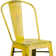 Yellow |#| 30inch High Distressed Yellow Metal Indoor-Outdoor Barstool with Back