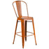 Commercial Grade 30" High Distressed Metal Indoor-Outdoor Barstool with Back