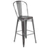 Commercial Grade 30" High Distressed Metal Indoor-Outdoor Barstool with Back