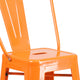 Orange |#| 30inch High Orange Metal Indoor-Outdoor Barstool with Back - Kitchen Furniture