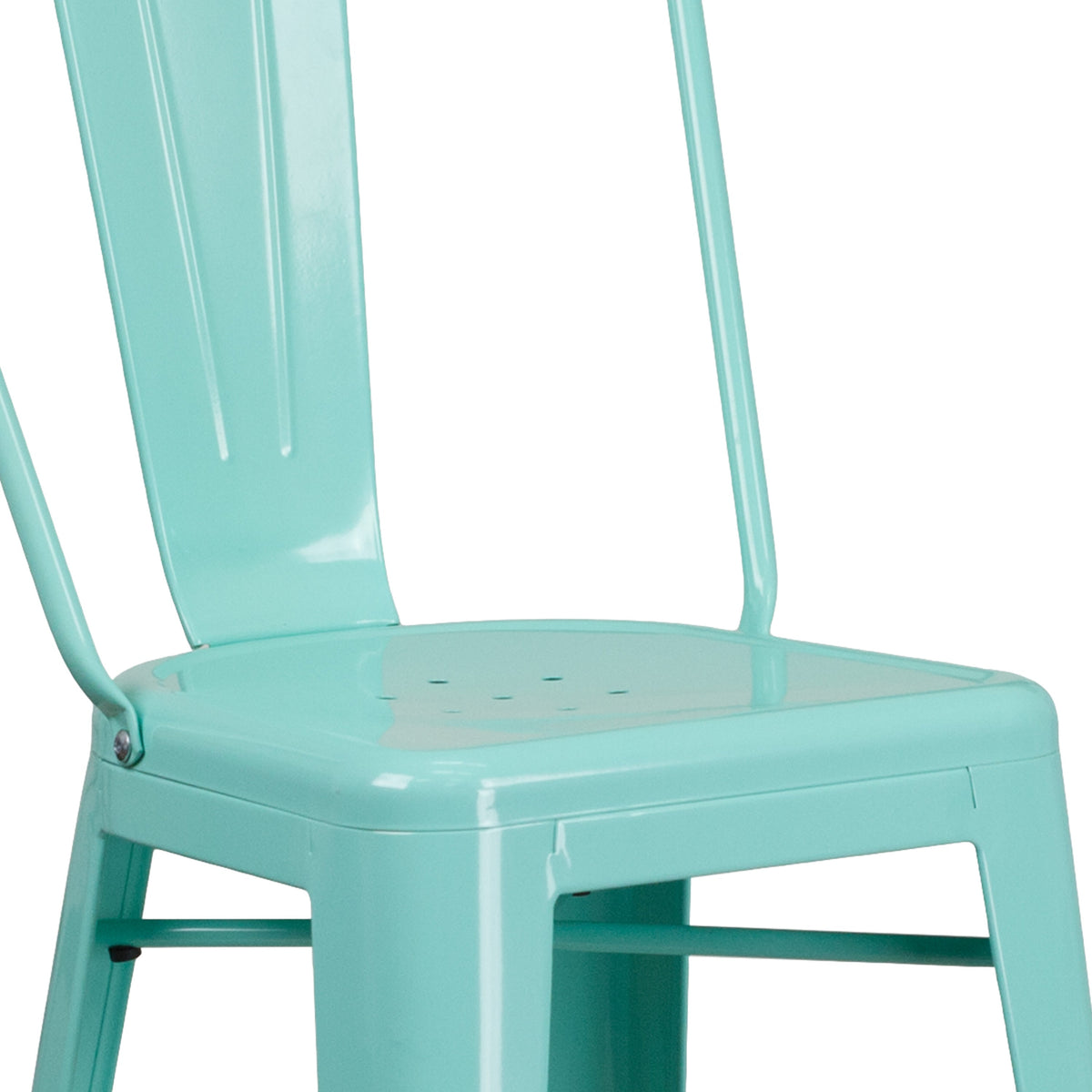 Mint Green |#| 30inch High Mint Green Metal Indoor-Outdoor Barstool with Back