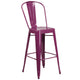 Purple |#| 30inch High Purple Metal Indoor-Outdoor Barstool with Back