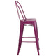 Purple |#| 30inch High Purple Metal Indoor-Outdoor Barstool with Back