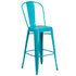 Commercial Grade 30" High Metal Indoor-Outdoor Barstool with Back