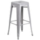 Silver |#| 30inch Round Silver Metal Indoor-Outdoor Bar Table Set with 2 Backless Stools