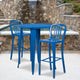 Blue |#| 30inch Round Blue Metal Indoor-Outdoor Bar Table Set with 2 Slat Back Stools