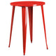 Red |#| 30inch Round Red Metal Indoor-Outdoor Bar Table Set with 2 Slat Back Stools