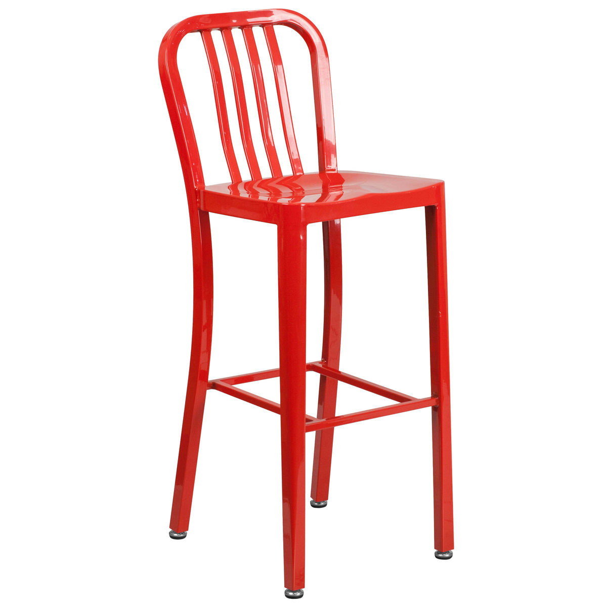 Red |#| 30inch Round Red Metal Indoor-Outdoor Bar Table Set with 2 Slat Back Stools