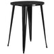 Black |#| 30inch Round Black Metal Indoor-Outdoor Bar Table Set with 2 Slat Back Stools