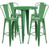 Commercial Grade 30" Round Metal Indoor-Outdoor Bar Table Set with 4 Cafe Stools