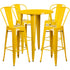 Commercial Grade 30" Round Metal Indoor-Outdoor Bar Table Set with 4 Cafe Stools
