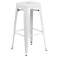 White |#| 30inch Round White Metal Indoor-Outdoor Bar Table Set with 4 Backless Stools