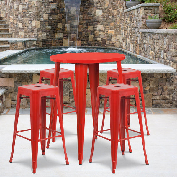 30RD Metal Bar Table Set-4 CH CH-51090BH-4-30SQST- – Stack Chairs