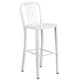 White |#| 30inch Round White Metal Indoor-Outdoor Bar Table Set with 4 Slat Back Stools