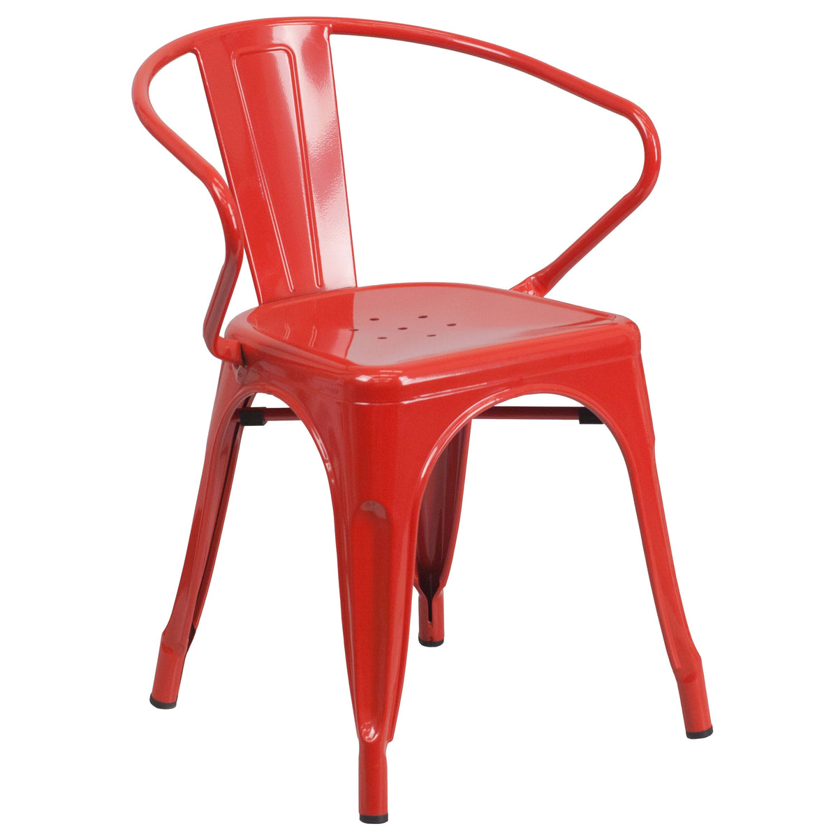 Red |#| 30inch Round Red Metal Indoor-Outdoor Table Set with 2 Arm Chairs