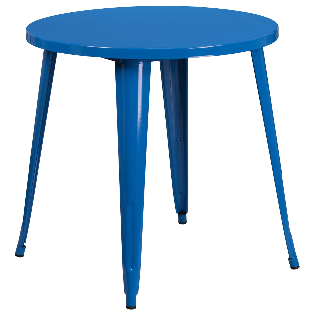 Blue |#| 30inch Round Blue Metal Indoor-Outdoor Table Set with 2 Cafe Chairs