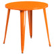 Orange |#| 30inch Round Orange Metal Indoor-Outdoor Table Set with 2 Cafe Chairs