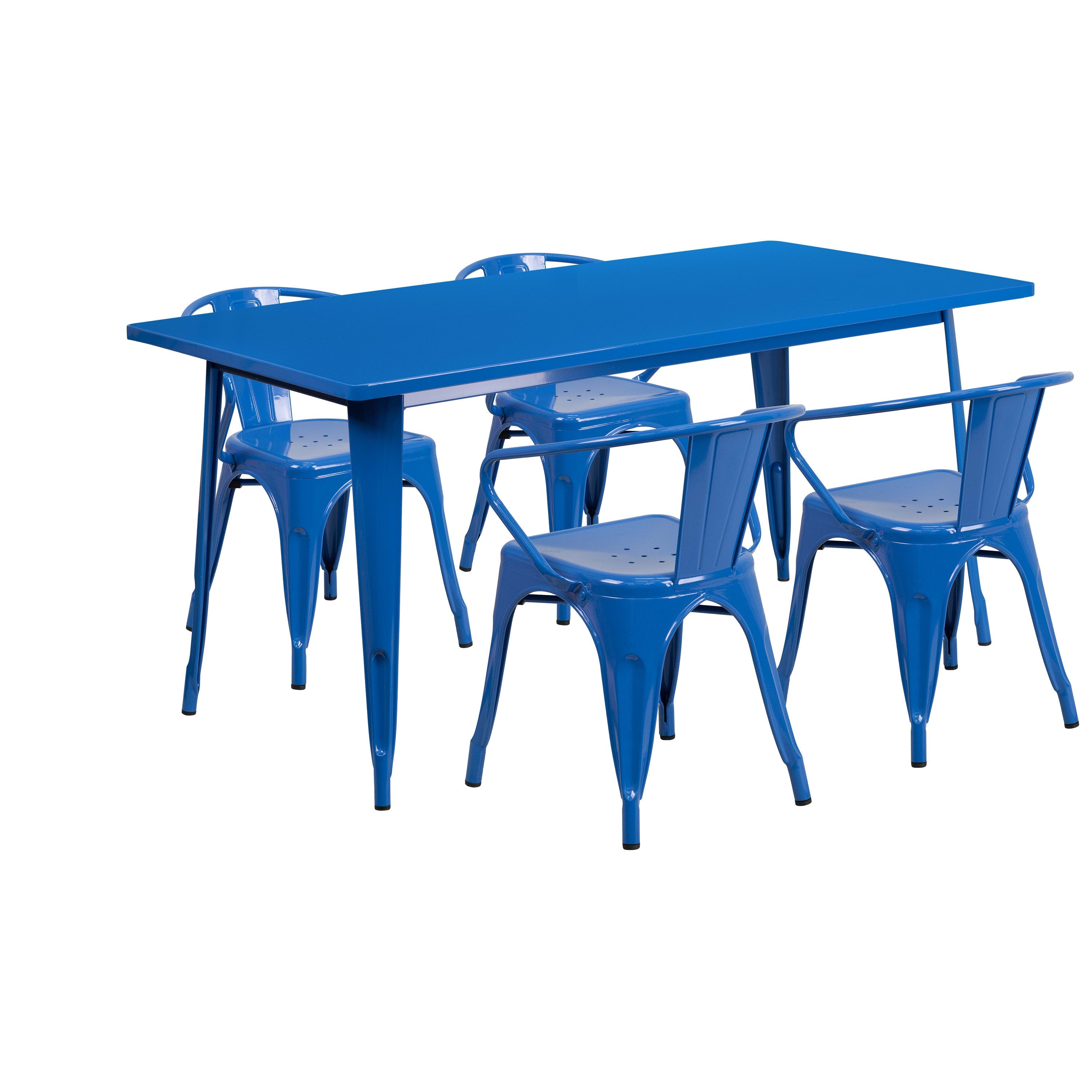 Blue metal online table and chairs