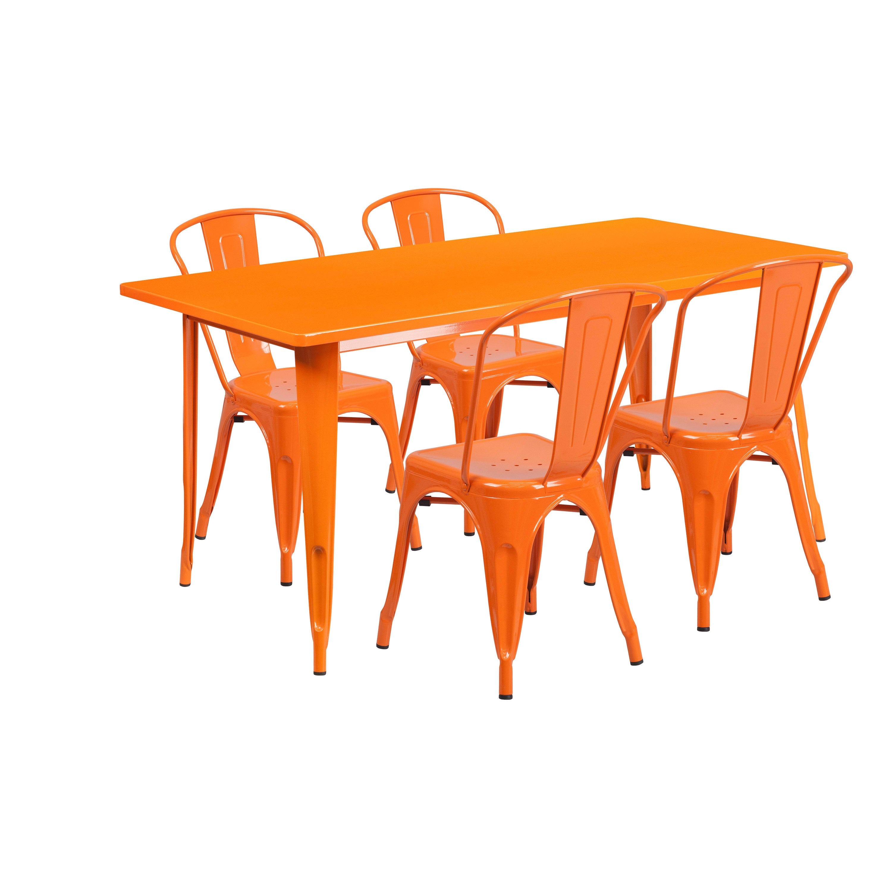 Orange outdoor table and chairs top