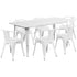 Commercial Grade 31.5" x 63" Rectangular Metal Indoor-Outdoor Table Set with 6 Arm Chairs