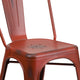 Kelly Red |#| Distressed Kelly Red Metal Indoor-Outdoor Stackable Chair - Kitchen Furniture